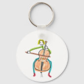 Cello Playing Stickman Schlüsselanhänger (Vorderseite)