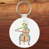 Cello Playing Stickman Schlüsselanhänger (Vorderseite)