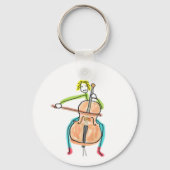 Cello Playing Stickman Schlüsselanhänger (Rückseite)