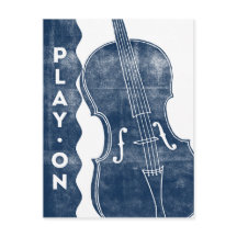 Cello Postcard - Vintag Retro Navy Blue White