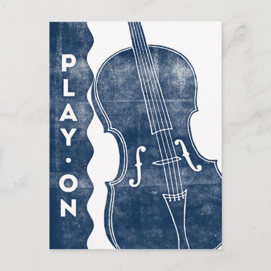 Cello Postcard - Vintag Retro Navy Blue White Postkarte (Vorderseite)