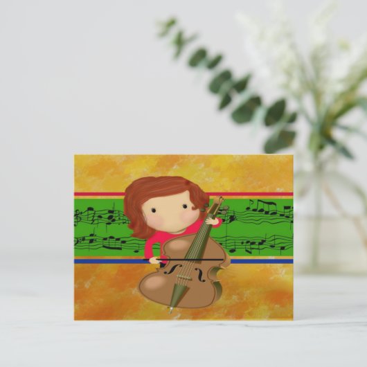 Cello Practice Postkarte (Stehend Vorderseite)