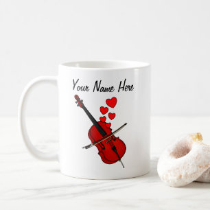 Cello Red Hearts Cellist Musician Custom Kaffeetasse