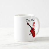 Cello Red Hearts Cellist Musician Custom Kaffeetasse (VorderseiteRechts)