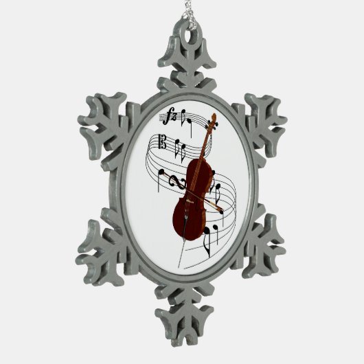 Cello Schneeflocken Zinn-Ornament (Links)