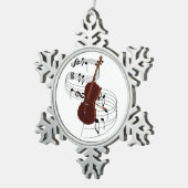 Cello Schneeflocken Zinn-Ornament (Rechts)