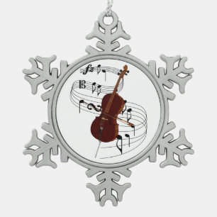 Cello Schneeflocken Zinn-Ornament