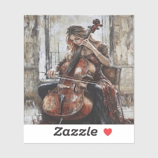 Cello Serenade by the Window Aufkleber (Blatt)