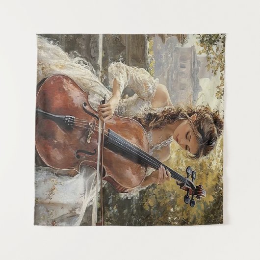 Cello Serenade  Wandteppich (Vorderseite (Horizontal))