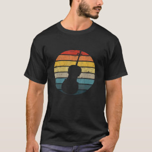 Cello-Silhouette auf einem gestörten Retro-Sonnenu T-Shirt