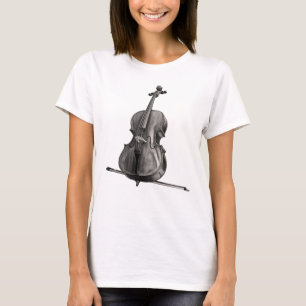 Cello-Skizze Schwarz-Weiß-Zeichnung T-Shirt