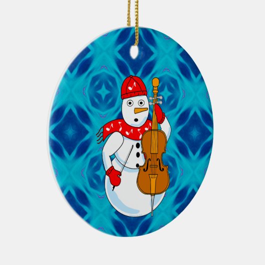 Cello Snowman Keramik Ornament (Rechts)
