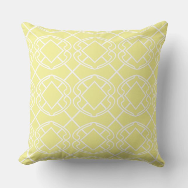 Cello Soft Butter Yellow Trellis Design Kissen (Vorderseite)