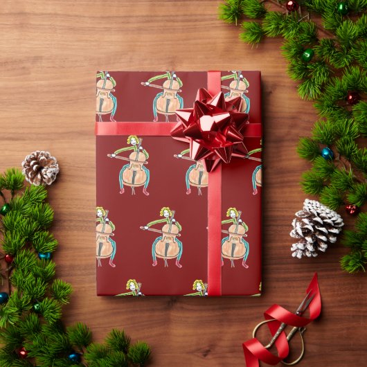 Cello spielender Stockmann Geschenkpapier (Feiertagsgeschenk)