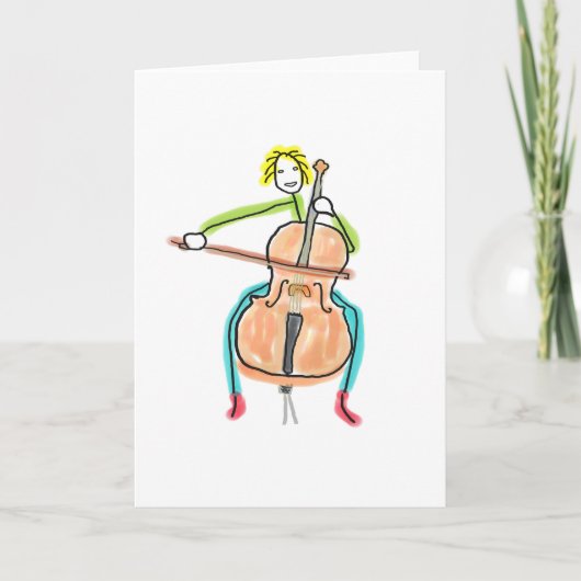 Cello spielender Stockmann Karte (Vorderseite)