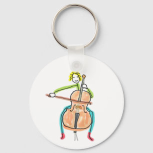 Cello spielender Stockmann Schlüsselanhänger