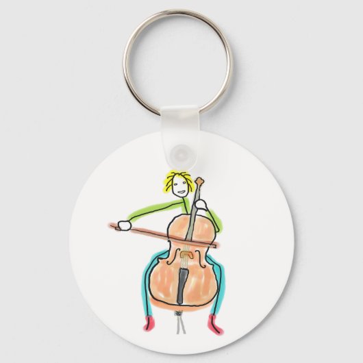 Cello spielender Stockmann Schlüsselanhänger (Vorderseite)