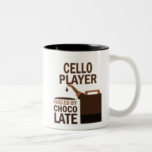 Cello-Spieler-(lustige) Schokolade Zweifarbige Tasse (Rechts)