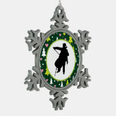 Cello-Spieler-Orchester-Musik Schneeflocken Zinn-Ornament (Links)