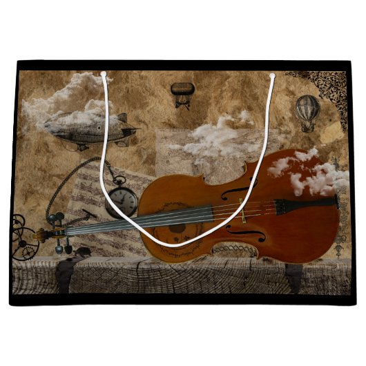 Cello Steampunk Große Geschenktüte (Vorderseite)