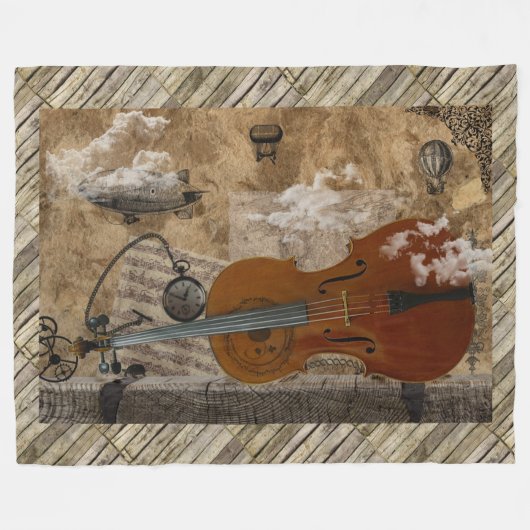 Cello Steampunk Suite Fleecedecke (Vorderseite (Horizontal))