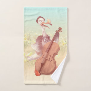 Cello Storch: Klassisches Musik-Tier in gelbem Hon Badhandtuch Set