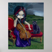 Cello Storm Art Print Black Cat Gothic Musik Poster (Vorne)