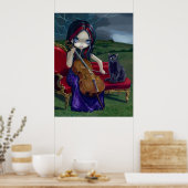 Cello Storm Art Print Black Cat Gothic Musik Poster (Küche)