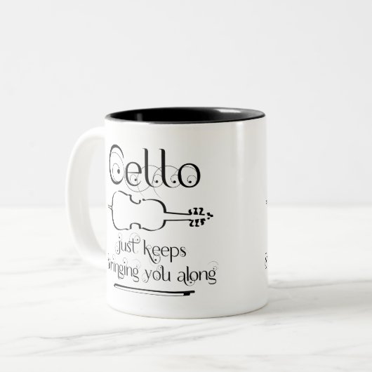 Cello String Along Zweifarbige Tasse (Vorderseite Links)