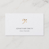 Cello Teacher Gold Bass Clef Modern Visitenkarte (Vorderseite)