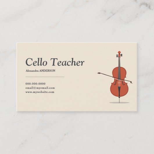 Cello Teacher Visitenkarte (Vorderseite)