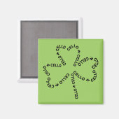 Cello Text-Kleeblatt Magnet (Vorderseite/Rückseite)