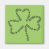 Cello Text-Kleeblatt Magnet (Vorne)
