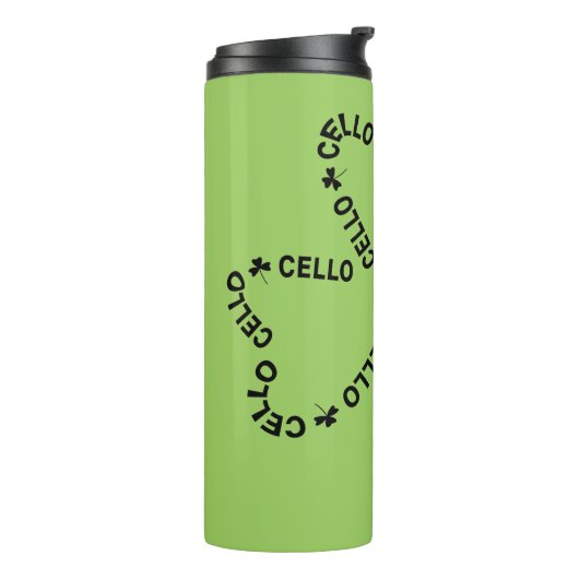 Cello Text-Kleeblatt Thermosbecher (Nach links gedreht)
