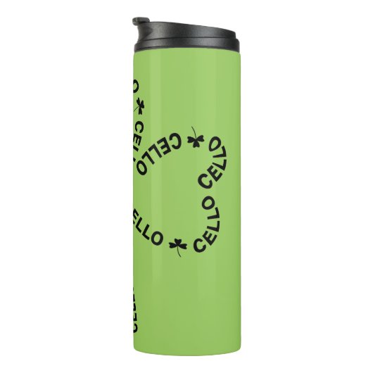 Cello Text-Kleeblatt Thermosbecher (Nach rechts gedreht)