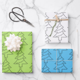 Cello Text Weihnachtsbaum Geschenkpapier Set