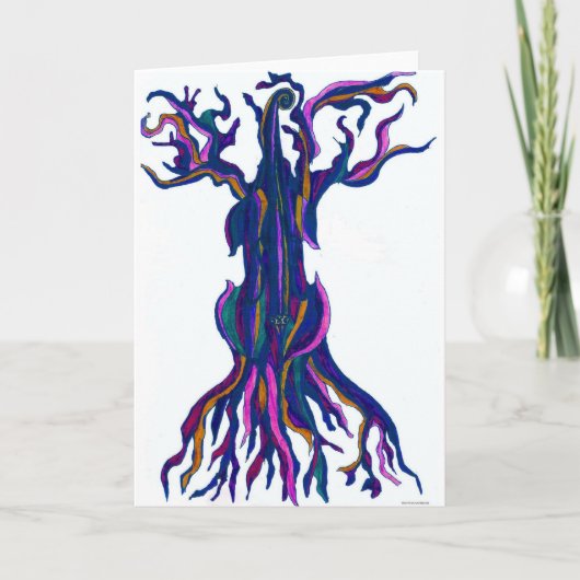 Cello Tree Blue Blank Card Karte (Vorderseite)