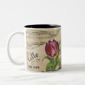 Cello Tulip Vintage Noten individuell angepasst Zweifarbige Tasse (Links)