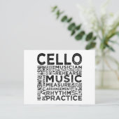 Cello Typografie Postkarte (Stehend Vorderseite)