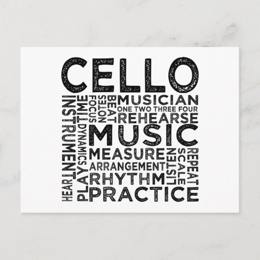 Cello Typografie Postkarte (Vorderseite)