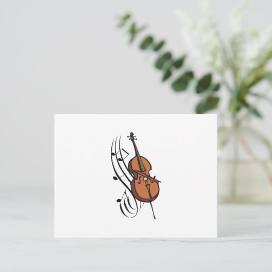 CELLO UND MUSIK POSTKARTE (Stehend Vorderseite)