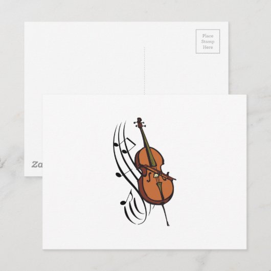 CELLO UND MUSIK POSTKARTE (Vorne/Hinten)