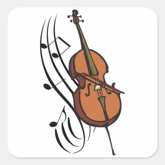 Cello und Musik Quadratischer Aufkleber (Vorderseite)