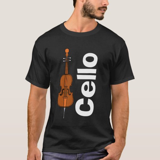 Cello und White Text T-Shirt (Vorderseite)