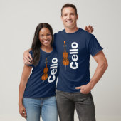 Cello Vertikaler weißer Text T-Shirt (Unisex)