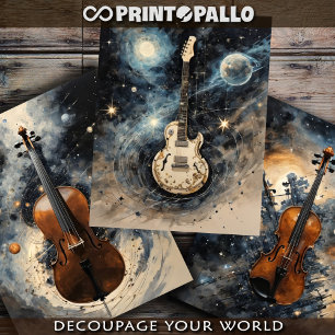 Cello, Violine Gitarre: träumerische Musikinstrume Geschenkpapier Set