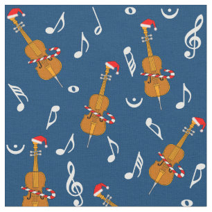 Cello Weihnachtsmannmütze Musiknoten Stoff