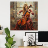 Celloserade am Fenster Poster (Heimbüro)