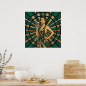 Cellospieler Poster Elegantes Buntglas Musik (Küche)