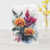 Celosia - Aquarellblumen Karte (Gelbe Blume)